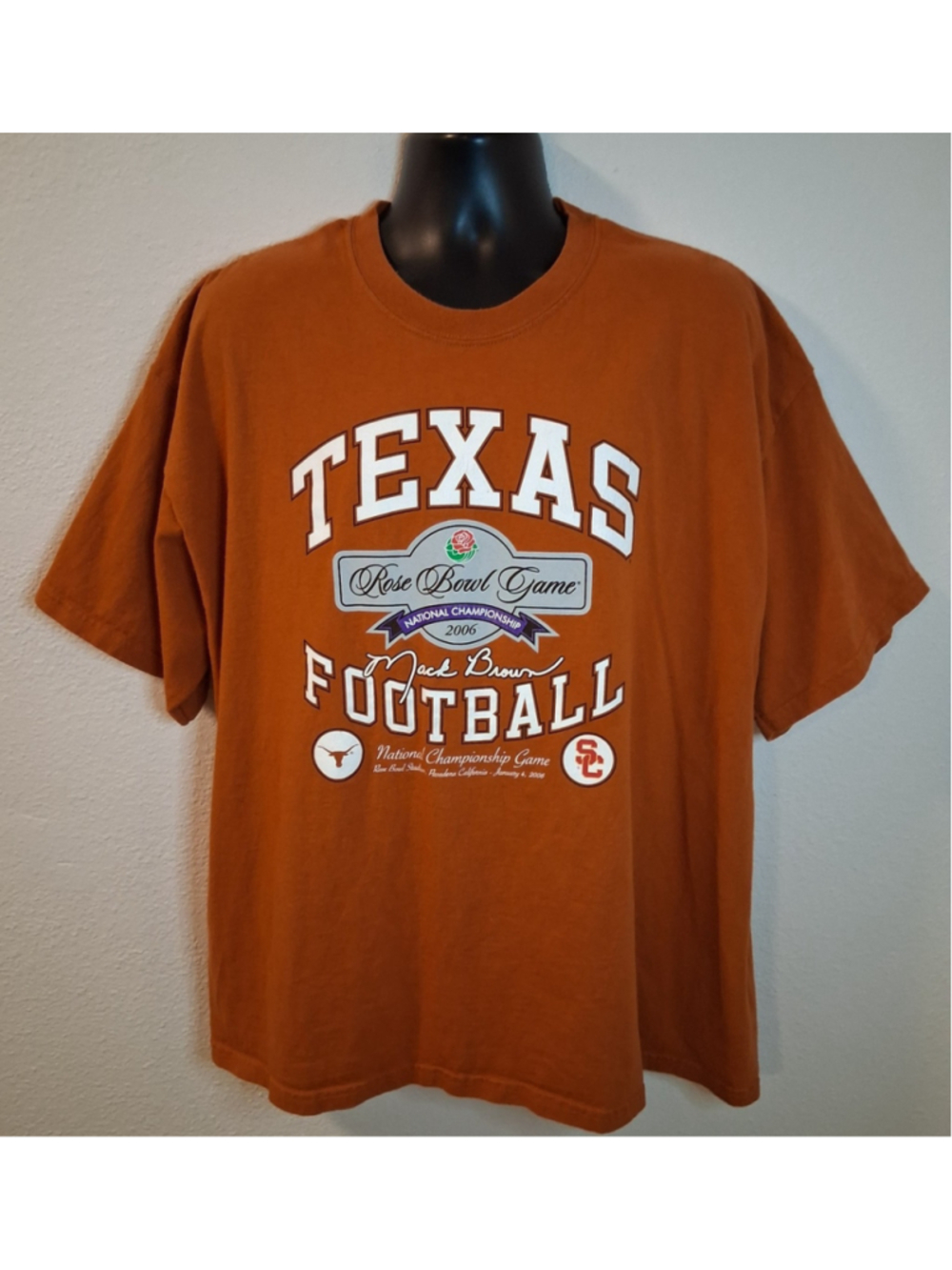 Vintage 2006 Texas Longhorns Football Rose Bowl National Champs 2XL T-shirt Tee